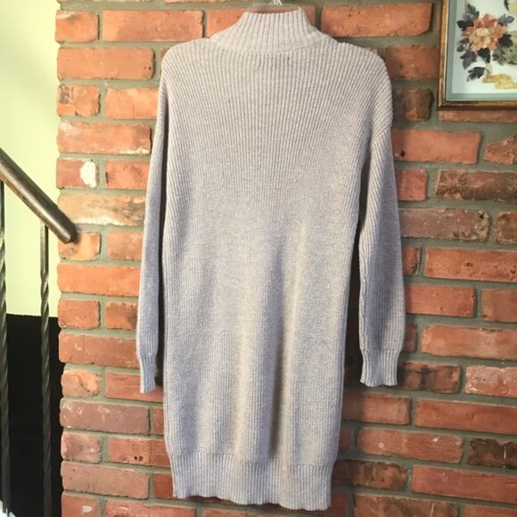 American Eagle NEW AE Sweater Dress Cowl Button Ribbed Mock Neck Wool Cotton S - Picture 2 of 14